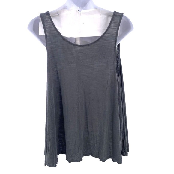 BLUE LIFE Planet Blue Top S Gray Soft Modal Flowy Cropped Trapeze Oversized USA - Picture 3 of 5